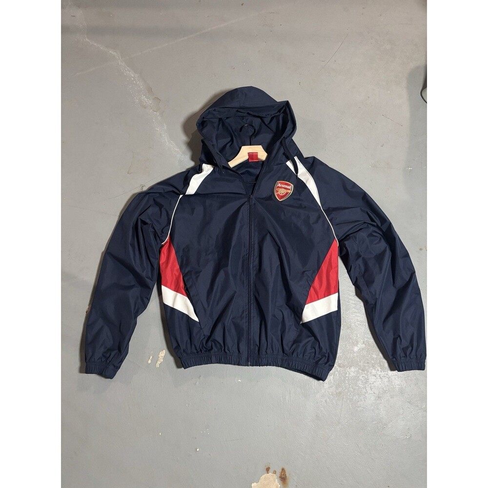Arsenal F.C. men's windbreaker jacket in navy blue with red and white accents XL